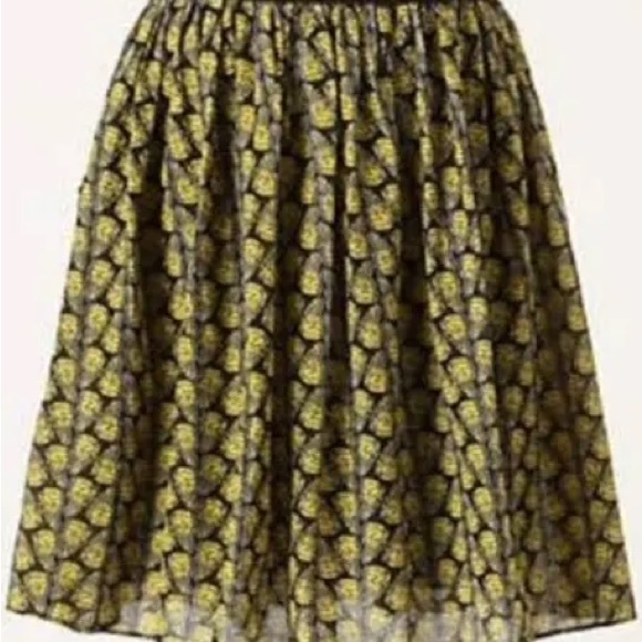 Anthropologie Floral A-Line Skirt in Black and Yellow - Picture 1 of 8